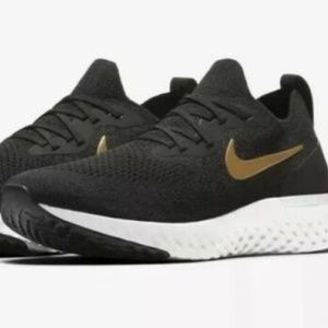 Nike Epic React Flyknit Black Gold Running Shoes